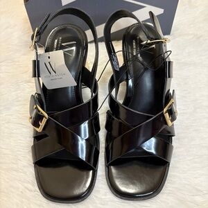 Worthington Black and Gold Strappy Sandals